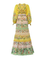 Robe longue Farm Rio à imprimé floral jaune