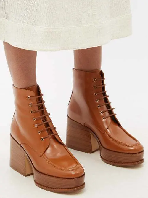 GABRIELA HEARST Tan Lace-Up Hattie Block Heel Boots - House Of Huntington