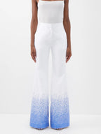 HALPERN Sequinned Cotton Lawn Stovepipe Trousers - House Of Huntington
