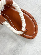 Gabriela Hearst Zephyr Rope Strap Brown Leather Thong Sandals - House Of Huntington