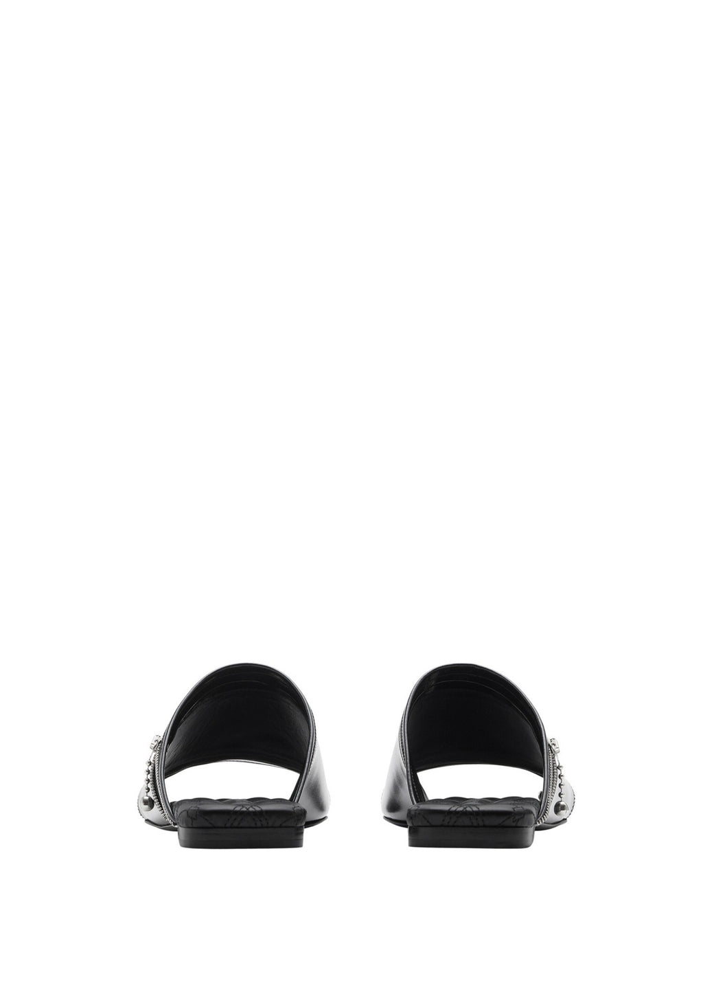 Burberry Leather Peep Slides Black Sandals