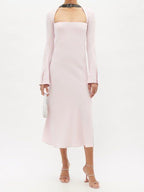 16ARLINGTON Leith Leather Buckle Detail Strap Pink Midi Dress - House Of Huntington