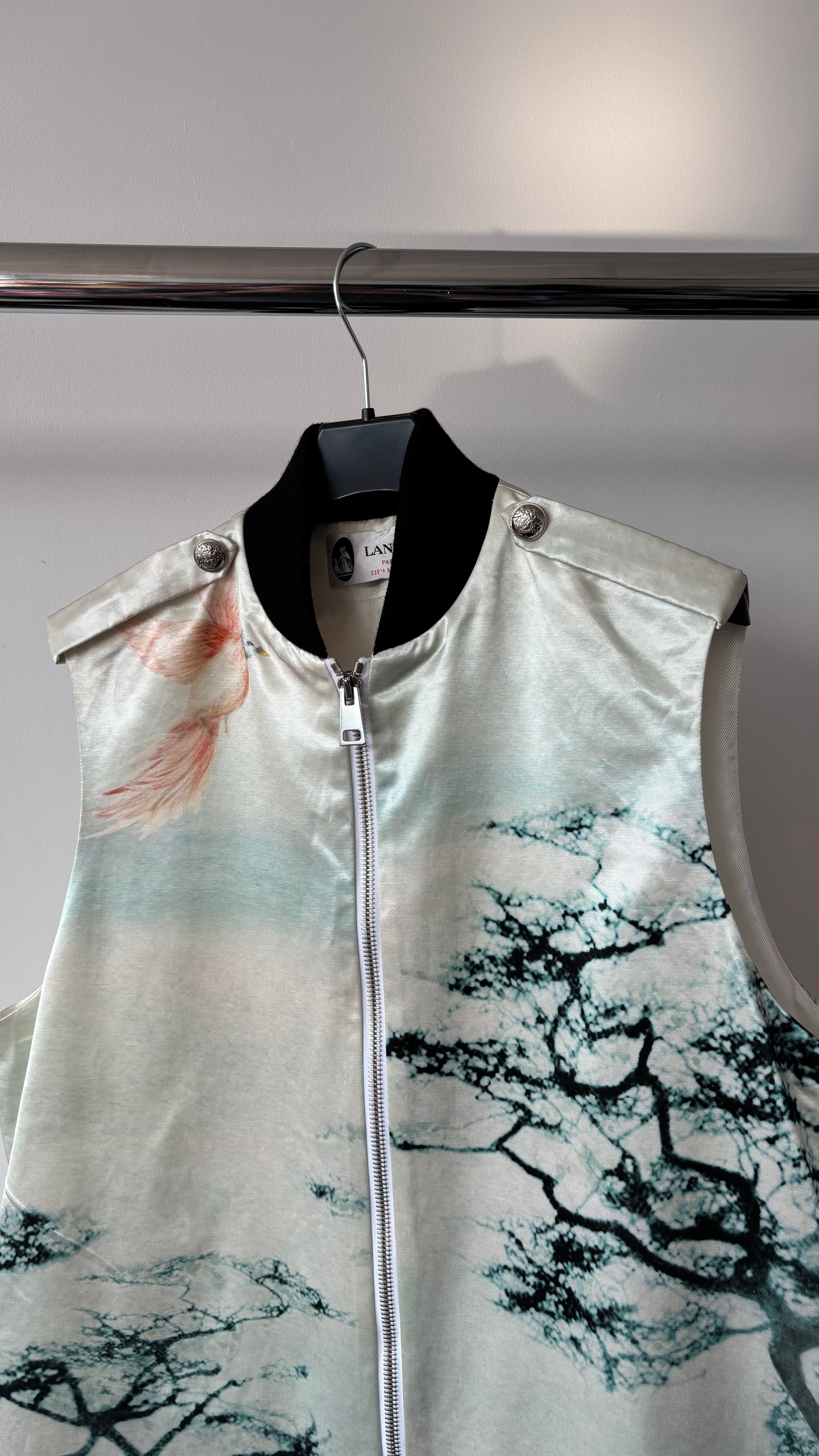 LANVIN Painting Satin Lange Bomberweste