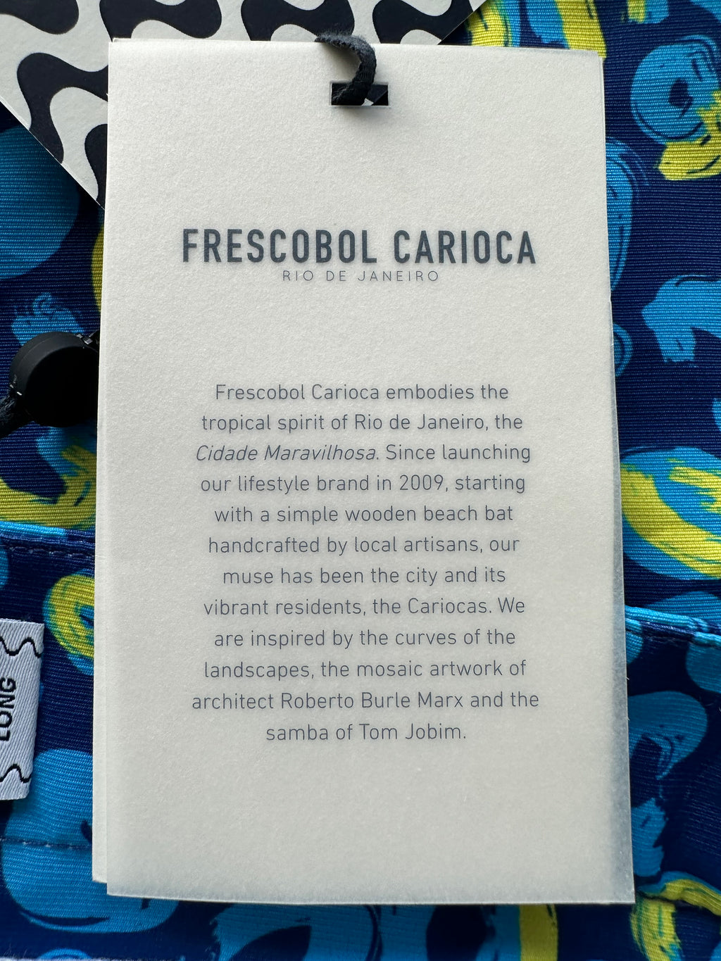 Frescobal Carioca Tailored Long Swim Shorts Trunks In Navy & Lemon