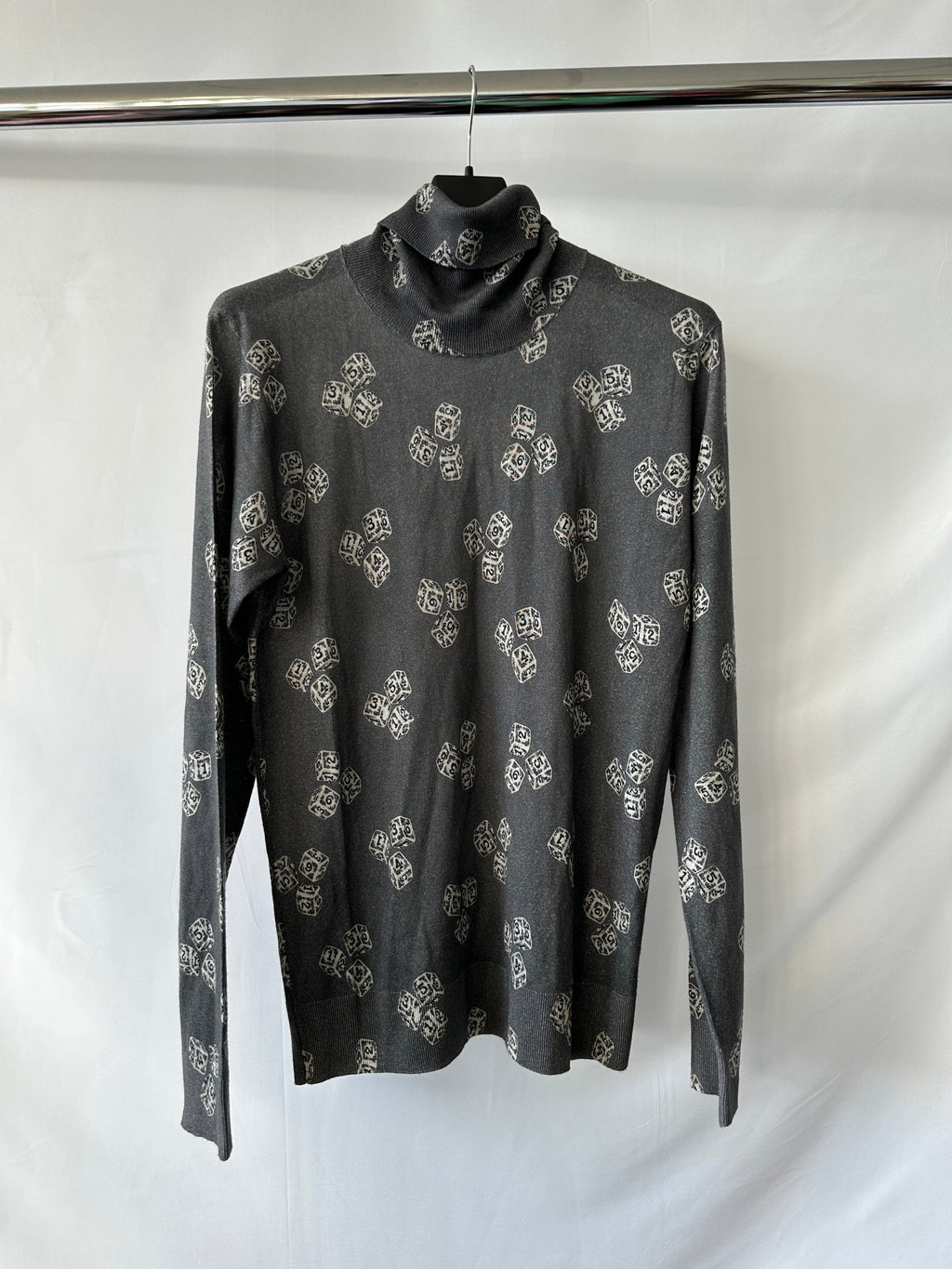 Dolce Gabbana Grey Cashmere Silk Jumper with Polo Neck