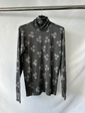 Dolce Gabbana Grey Cashmere Silk Jumper with Polo Neck