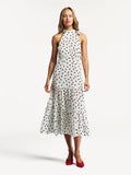 Rixo White Eleanor Polka Dot Tiered Midi Dress