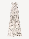 Rixo weißes Eleanor Polka Dot Stufen-Midikleid