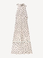 Rixo weißes Eleanor Polka Dot Stufen-Midikleid