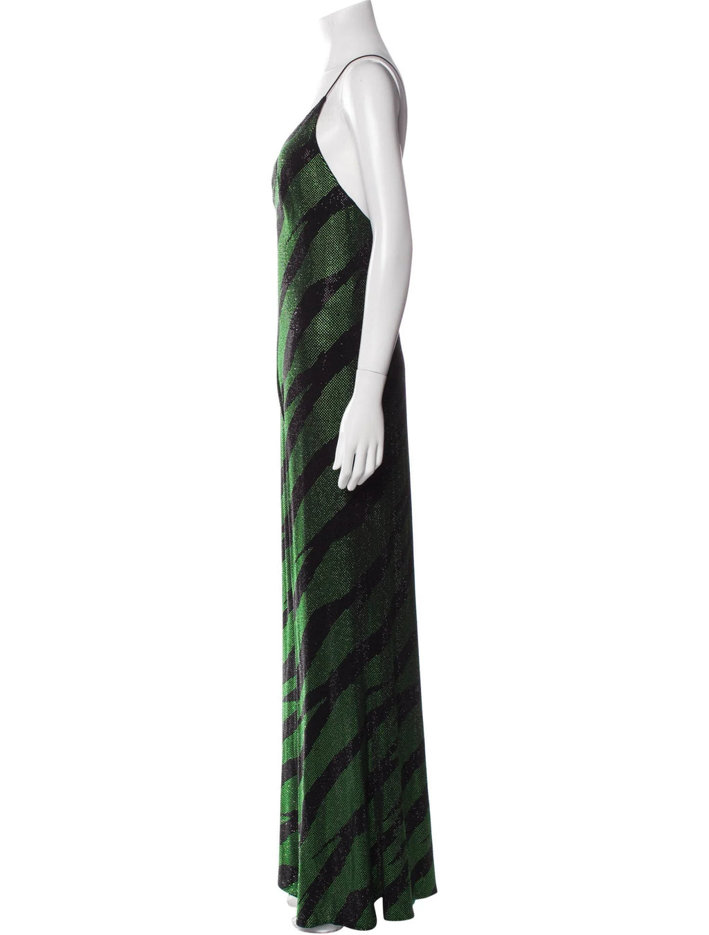 Alexandre Vauthier Embellished Black Green Striped Jumpsuit - House Of Huntington
