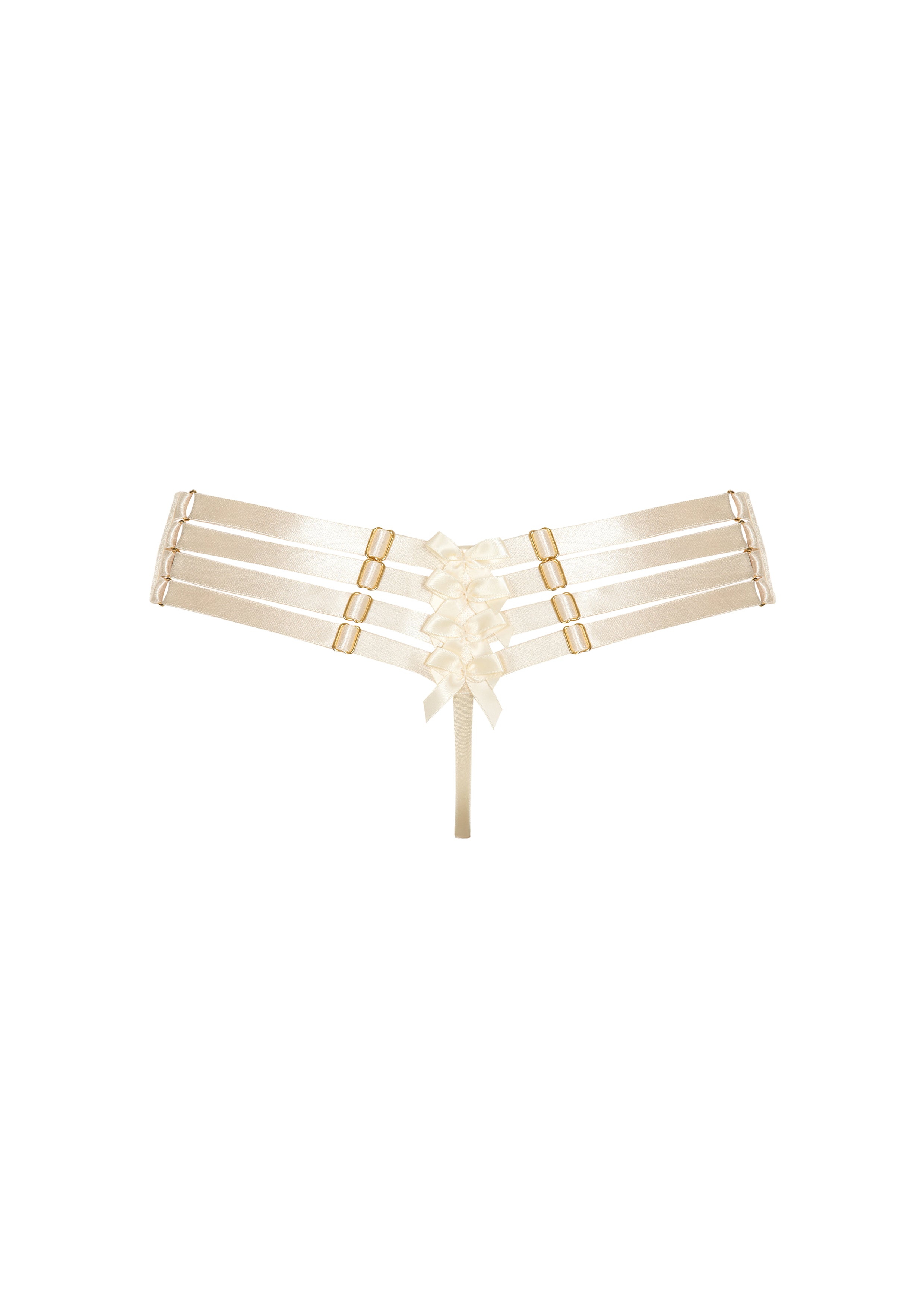 Bordelle Adjustable Webbed Cream Thong - House Of Huntington