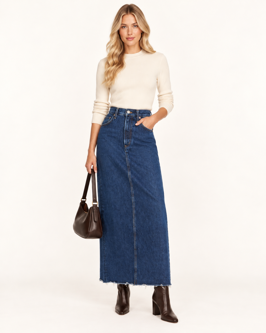 Agolde Hilla Denim Maxi Skirt