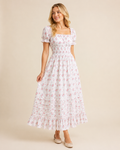Amy Jane London Floral Print Square Neck Puff Sleeve Dolly dress