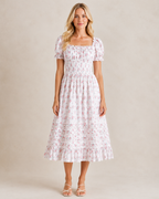 Amy Jane London Floral Print Square Neck Puff Sleeve Dolly dress