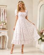 Amy Jane London Floral Print Square Neck Puff Sleeve Dolly dress