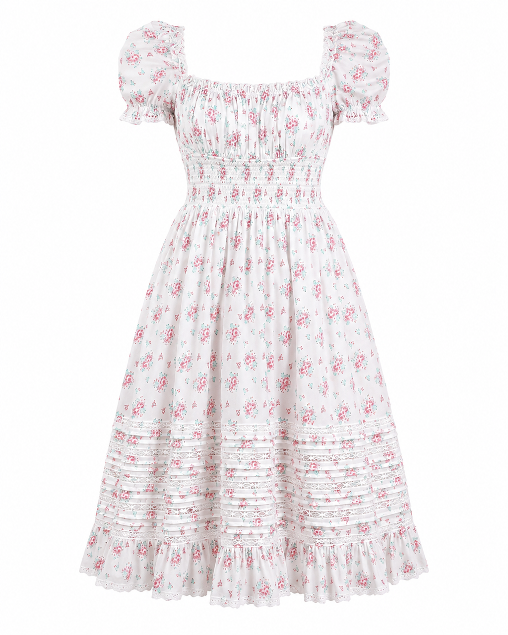 Amy Jane London Floral Print Square Neck Puff Sleeve Dolly dress