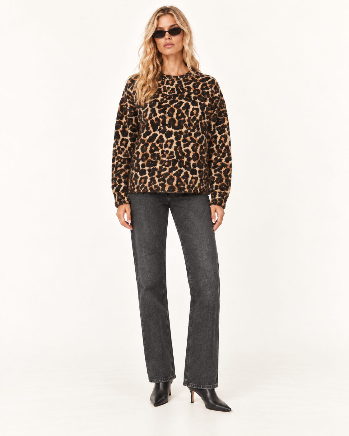 Anine Bing Leopard Print Sydney Brushed Wool Jumper