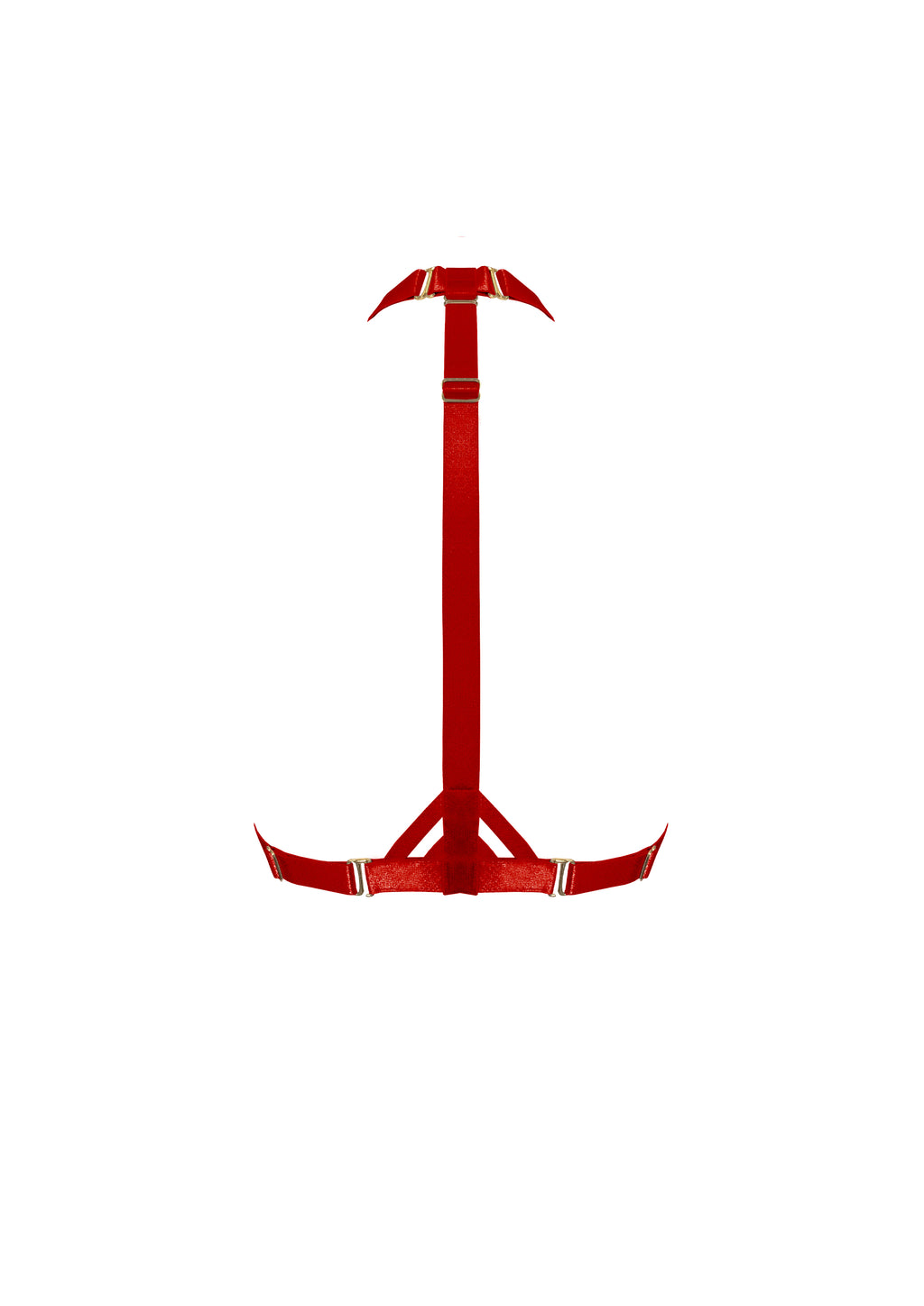 Bordelle Art Deco Burnt Red Satin 24k Gold Plated Harness - House Of Huntington