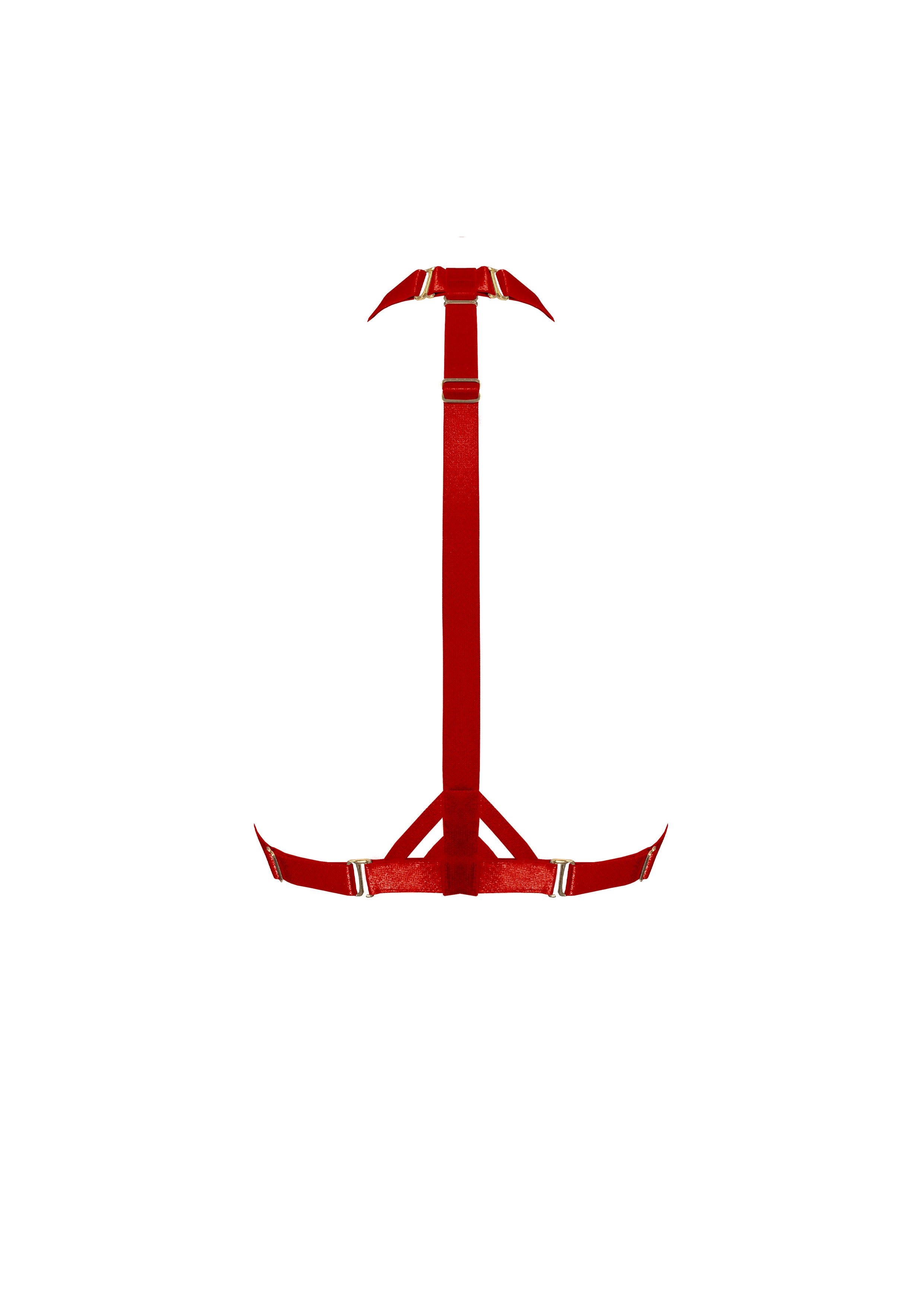 Bordelle Art Deco Burnt Red Satin 24k Gold Plated Harness - House Of Huntington