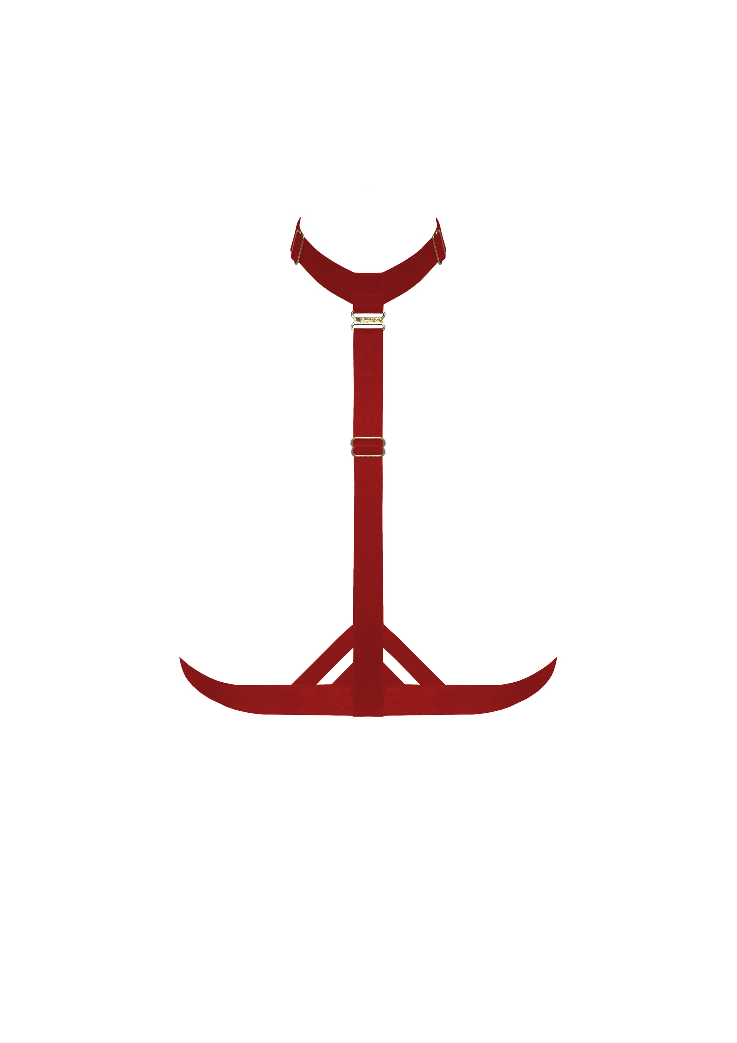 Bordelle Art Deco Burnt Red Satin 24k Gold Plated Harness - House Of Huntington