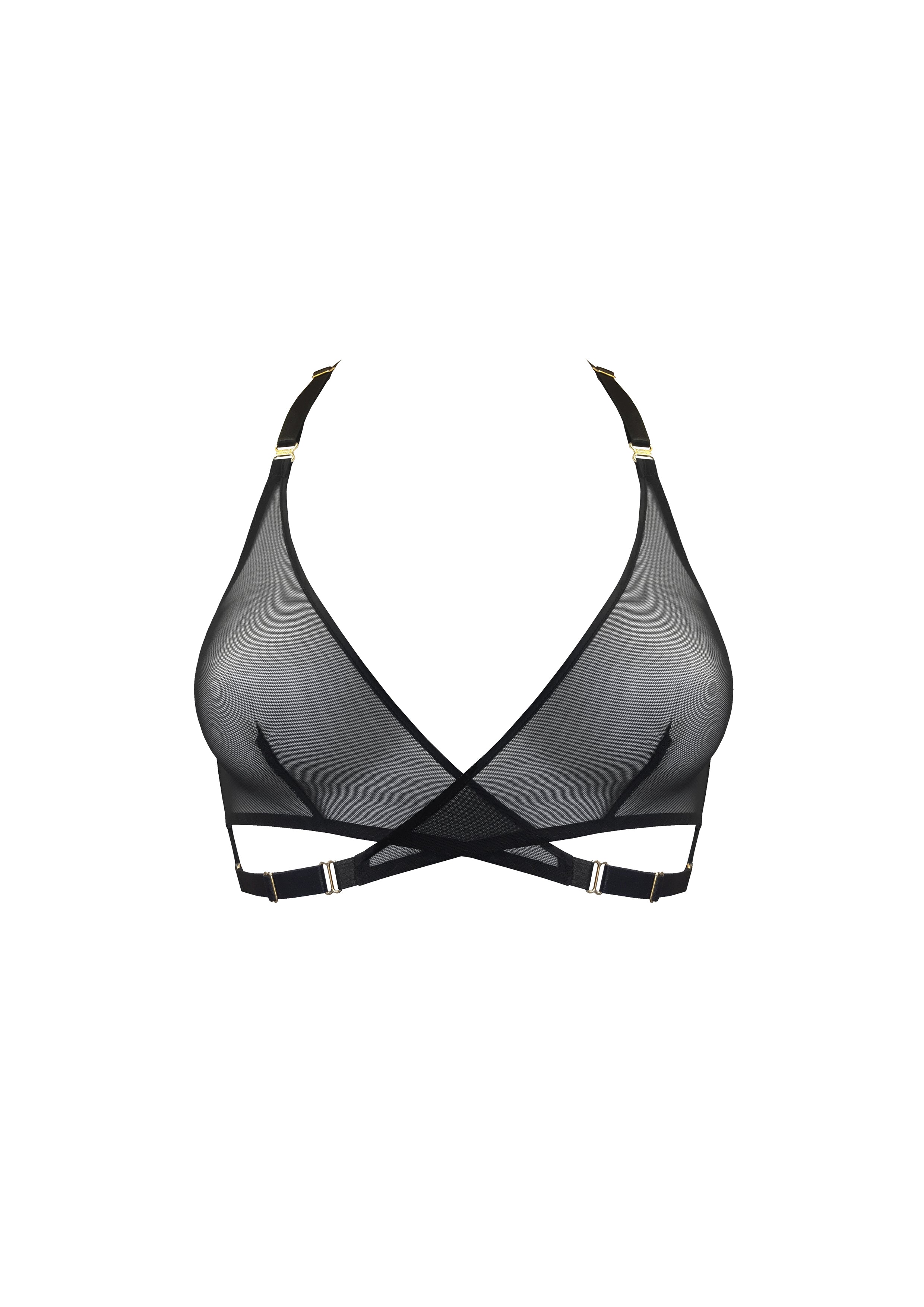 Bordelle Signature Art Deco Black Wireless Soft Cup Mesh Wrap Bra - House Of Huntington