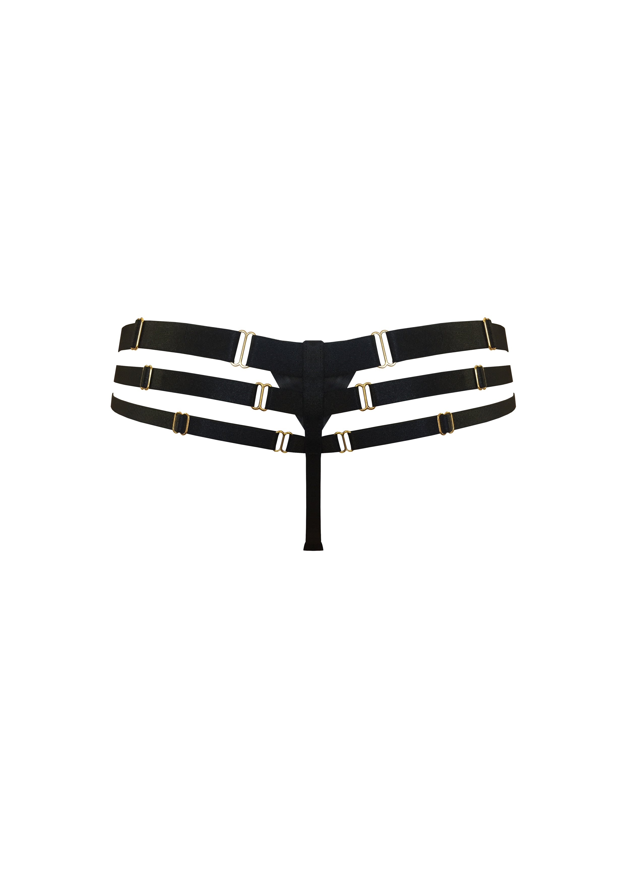 Bordelle Signature Art Deco Black Multi-Strap Thong - House Of Huntington