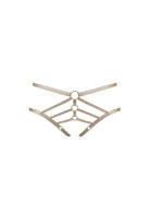 Bordelle Art Deco Ouvert Strap Caramel Satin 24k Gold Plated Detail Briefs - House Of Huntington