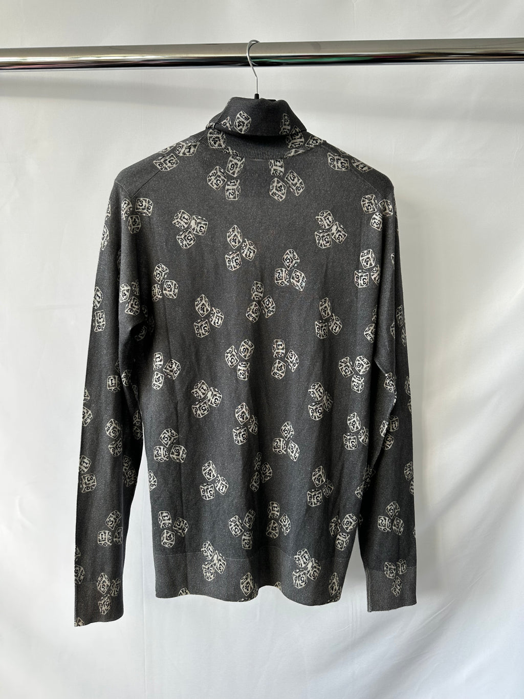 Dolce Gabbana Grey Cashmere Silk Jumper with Polo Neck