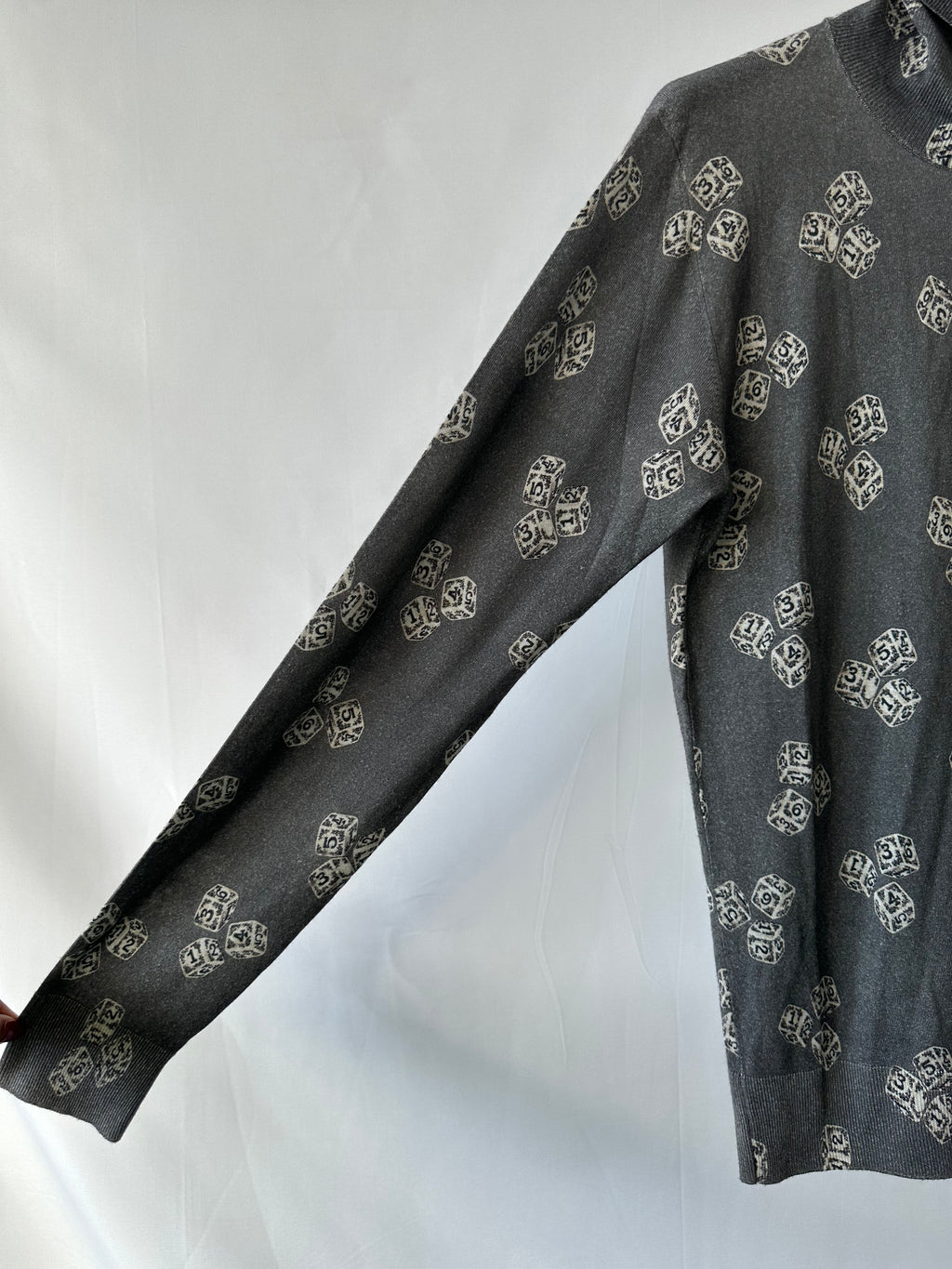 Dolce Gabbana Grey Cashmere Silk Jumper with Polo Neck