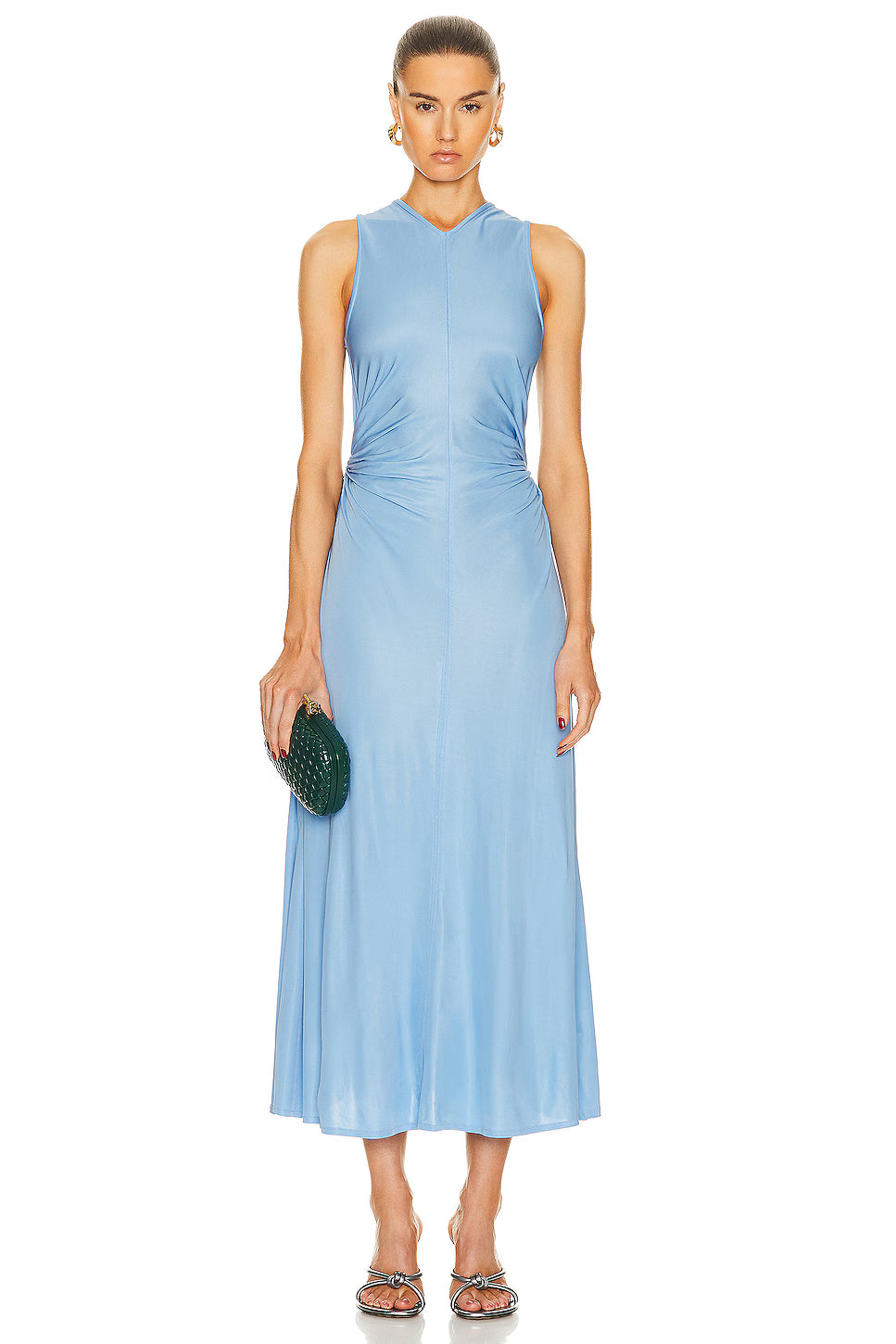 Bottega Veneta Light Blue Ring-detail Jersey Maxi Dress