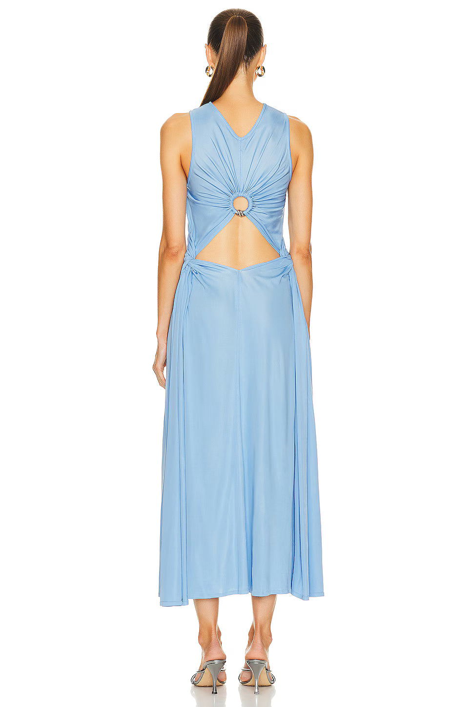 Bottega Veneta Light Blue Ring-detail Jersey Maxi Dress
