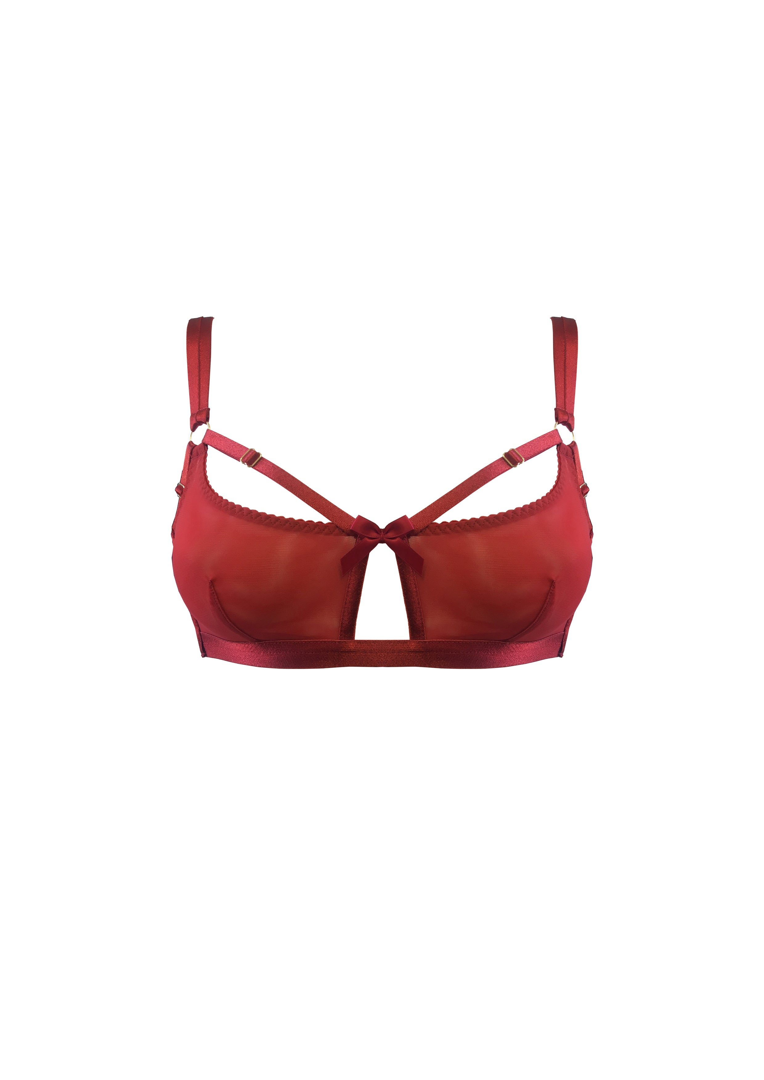 Bordelle Signature Wireless Soft Mesh Red Bondage Belle Bra - House Of Huntington