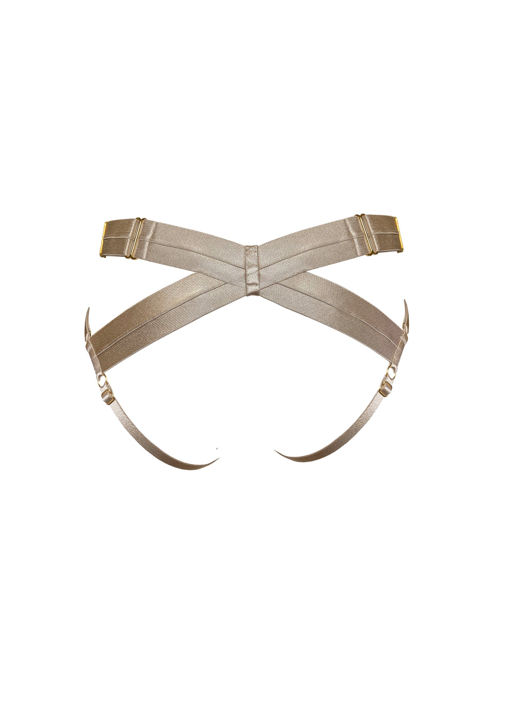 Bordelle Signature Satin Bondage Harness Open Back Caramel Brief - House Of Huntington