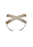 Bordelle Signature Satin Bondage Harness Open Back Caramel Brief - House Of Huntington