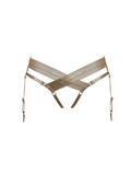 Bordelle Signature Satin Bondage Harness Open Back Caramel Brief - House Of Huntington