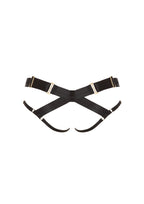 Bordelle Signature Satin Bondage Harness Open Back Black Brief - House Of Huntington