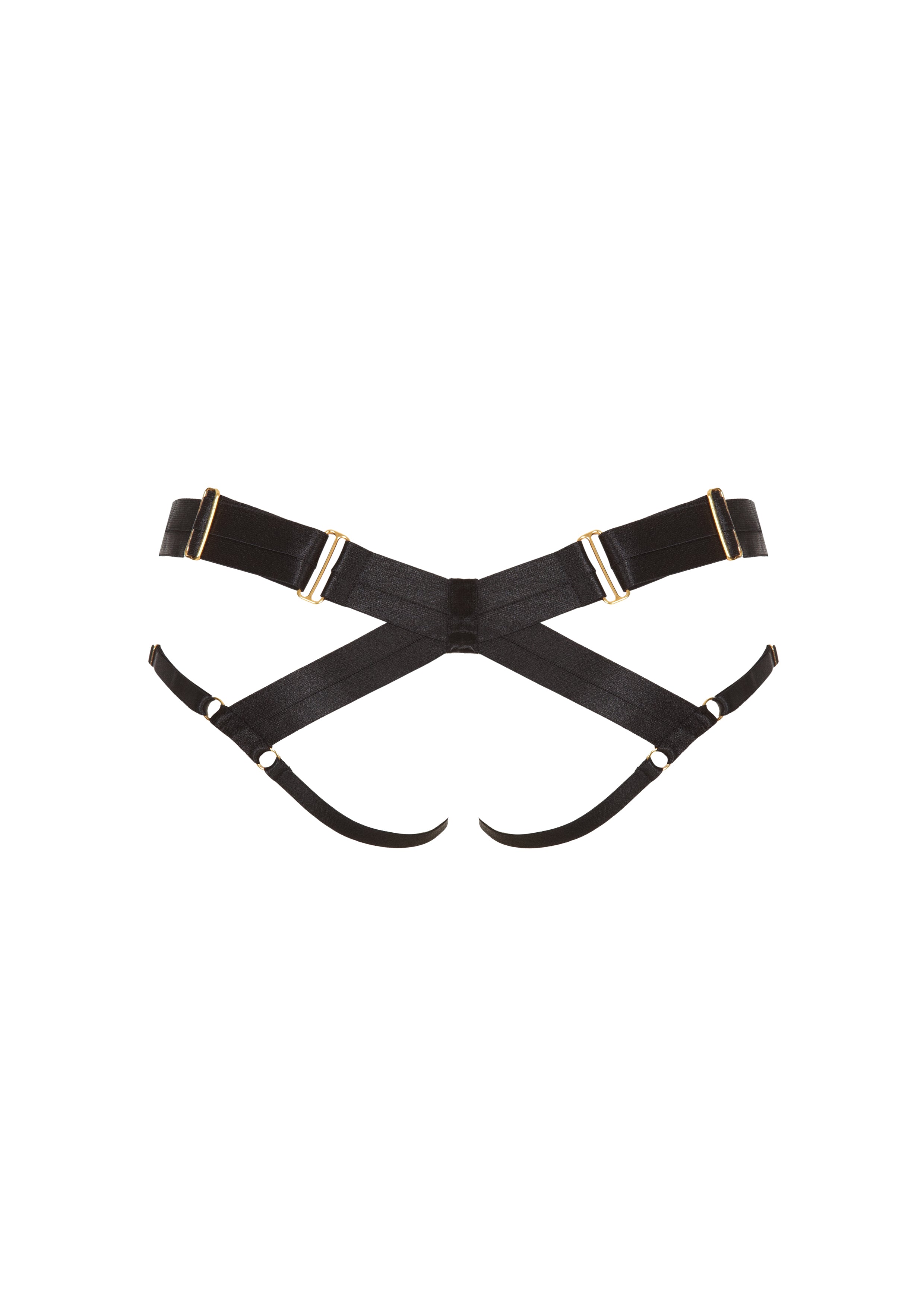 Bordelle Signature Satin Bondage Harness Open Back Black Brief - House Of Huntington