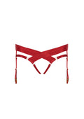 Bordelle Signature Satin Bondage Harness Open Back Red Brief - House Of Huntington