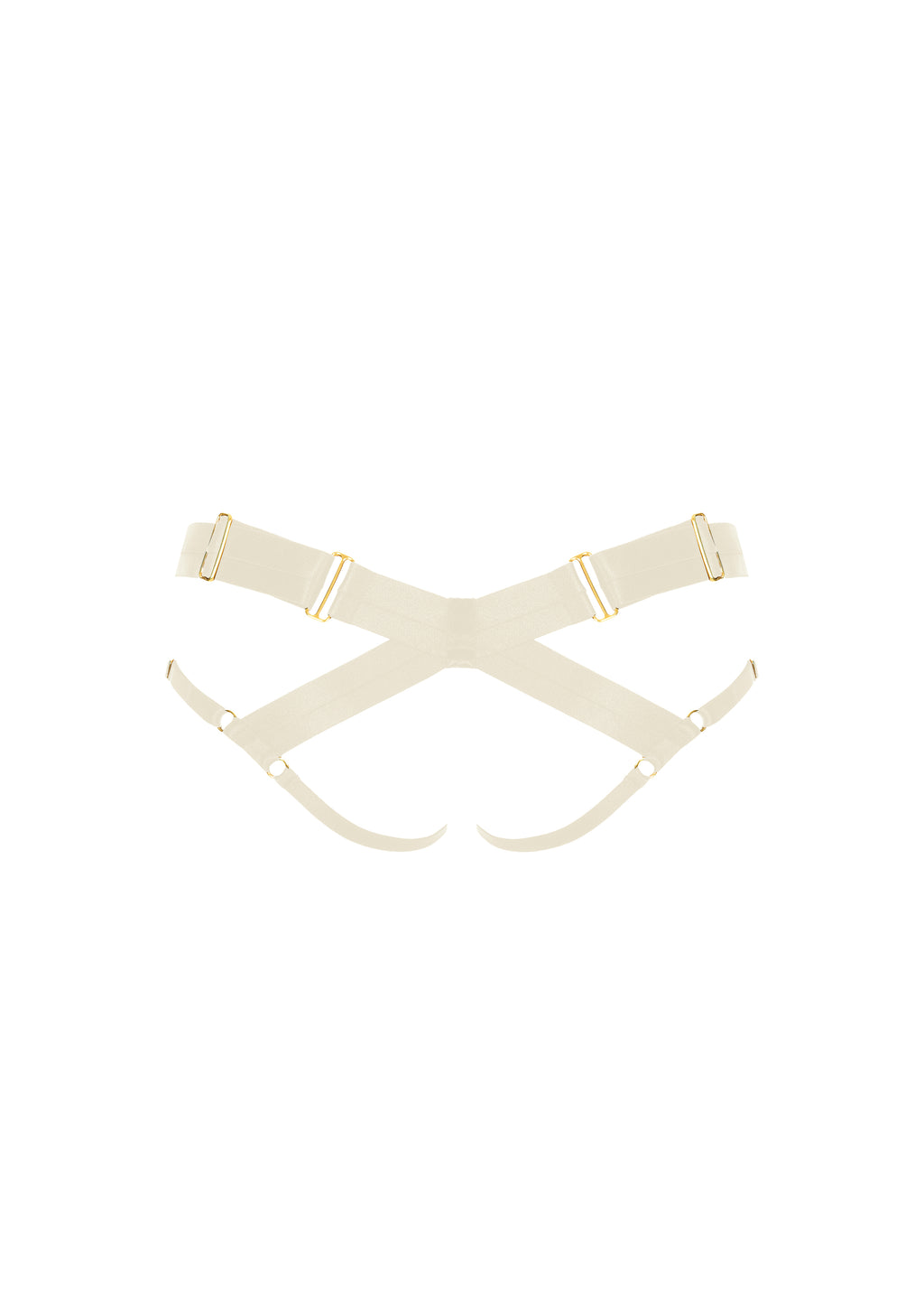 Bordelle Signature Satin Bondage Harness Open Back Cream Brief - House Of Huntington