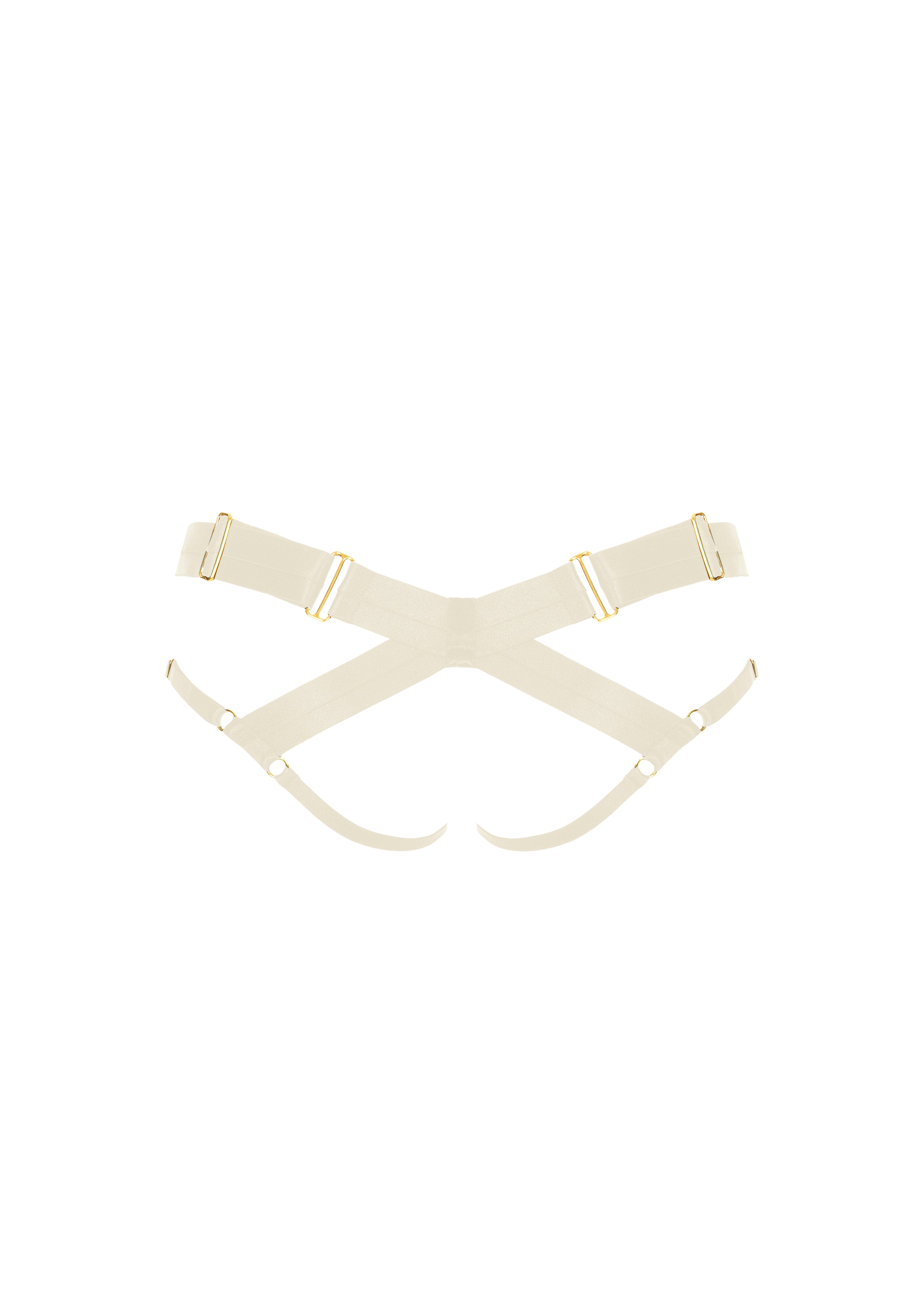 Bordelle Signature Satin Bondage Harness Open Back Cream Brief - House Of Huntington