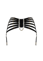 Bordelle Signature Webbed Satin Strappy Bondage Harness Black Suspenders - House Of Huntington