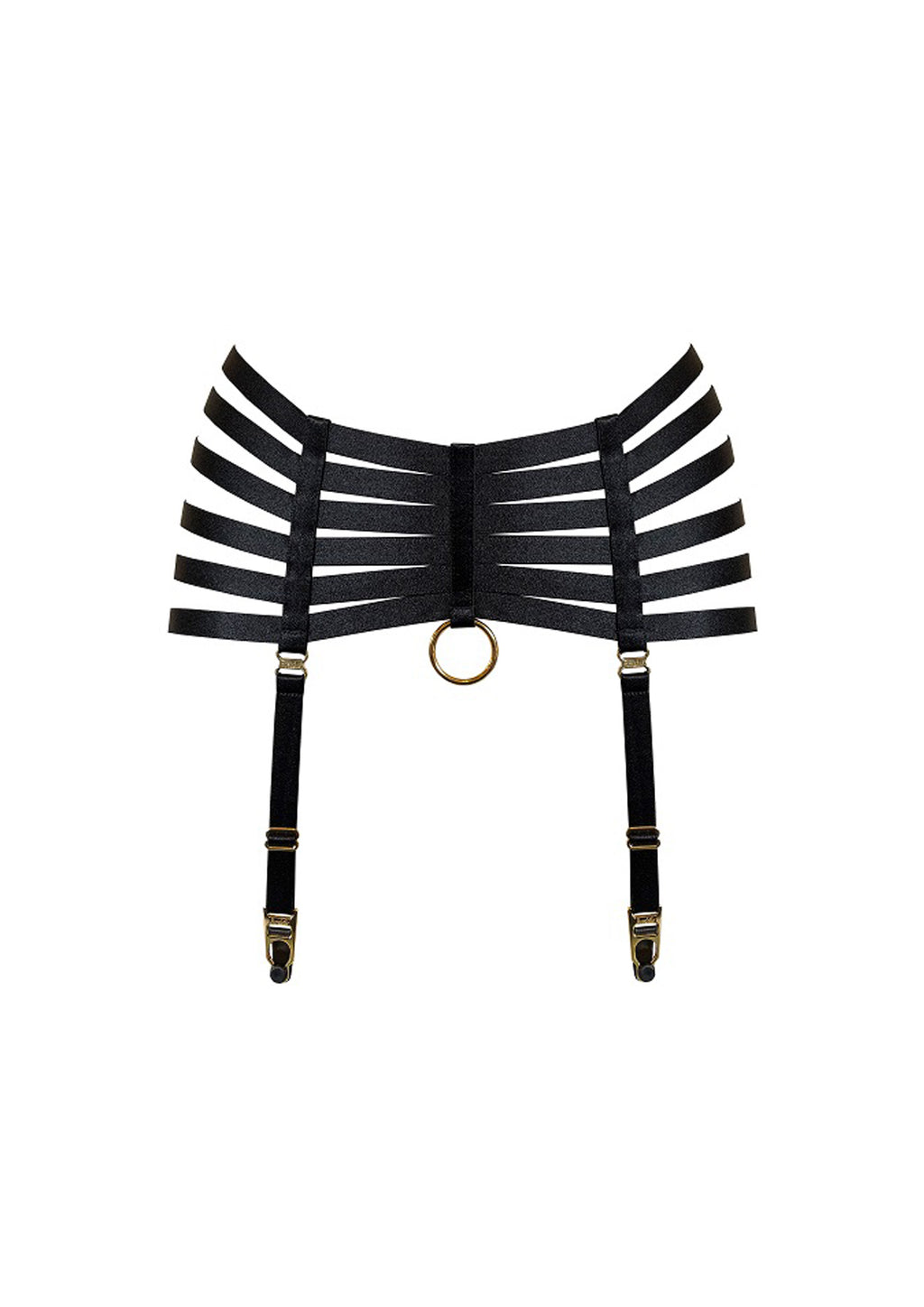 Bordelle Signature Webbed Satin Strappy Bondage Harness Black Suspenders - House Of Huntington