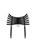 Bordelle Signature Webbed Satin Strappy Bondage Harness Black Suspenders - House Of Huntington