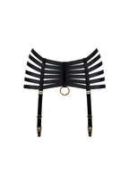 Bordelle Signature Webbed Satin Strappy Bondage Harness Black Suspenders - House Of Huntington