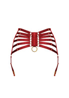 Bordelle Signature Webbed Satin Strappy Bondage Harness Red Suspenders - House Of Huntington