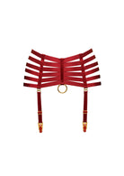 Bordelle Signature Webbed Satin Strappy Bondage Harness Red Suspenders - House Of Huntington