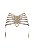 Bordelle Signature Webbed Satin Strappy Bondage Harness Caramel Suspenders - House Of Huntington