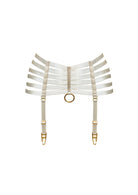Bordelle Signature Webbed Satin Strappy Bondage Harness Cream Suspenders - House Of Huntington