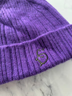 Drake's Purple Lambswool Angora Beanie Hat