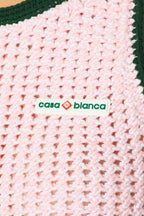 Casablanca Tennis Club Pink Knit Mouline Logo Patch Mini Crochet Dress